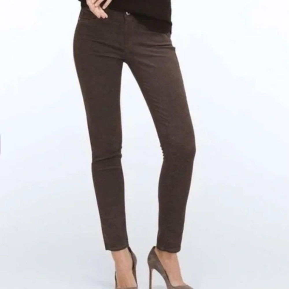 AG Adriano Goldschmeid The Stilt Cigarette Leg in‎ Soft Brown Cotton.
